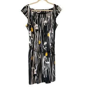 Kay Unger Black and White Dress with Yellow Highlights